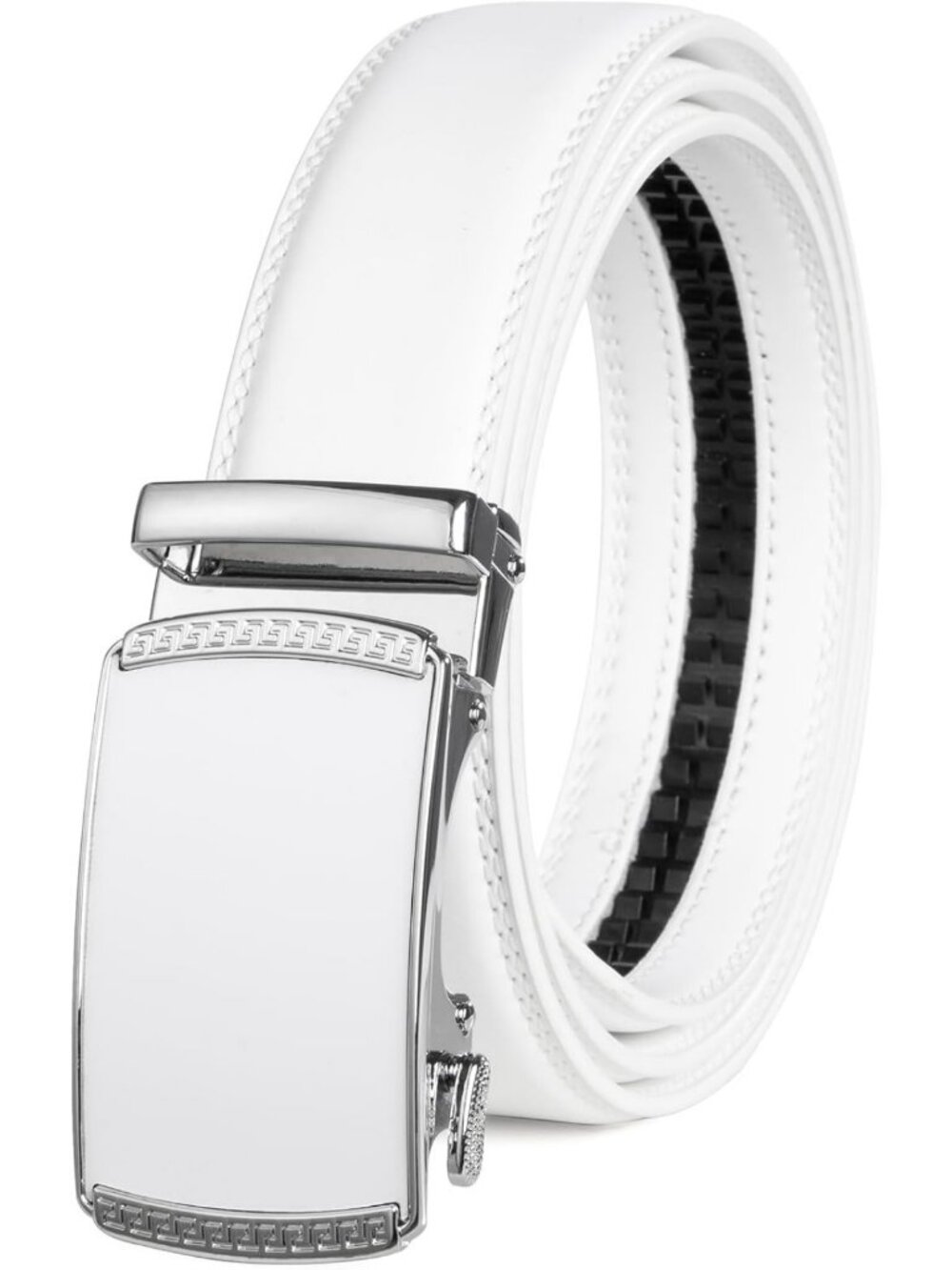 Men's Black/Brown Leather Ratchet Belt - 1 3/8” Micro Adjustable Casual Dress